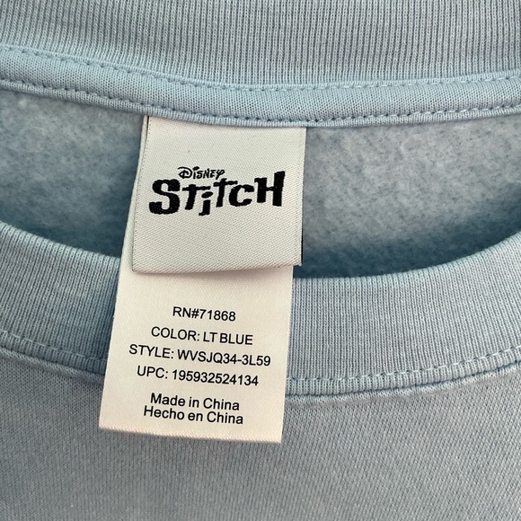 Disney Lilo And Stitch Light Blue Pullover Crewneck Sweater Size XL - Picture 8 of 11